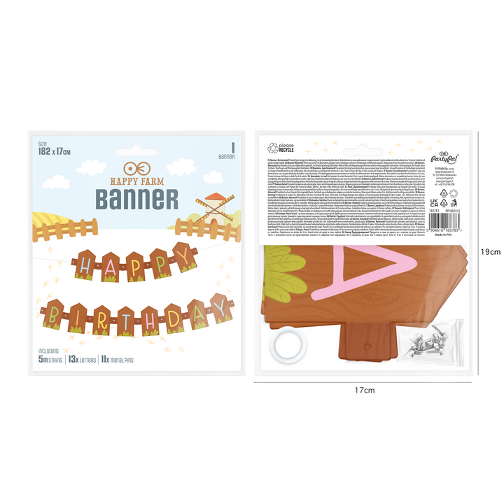 Baner Happy Birthday Farma 182x17 cm