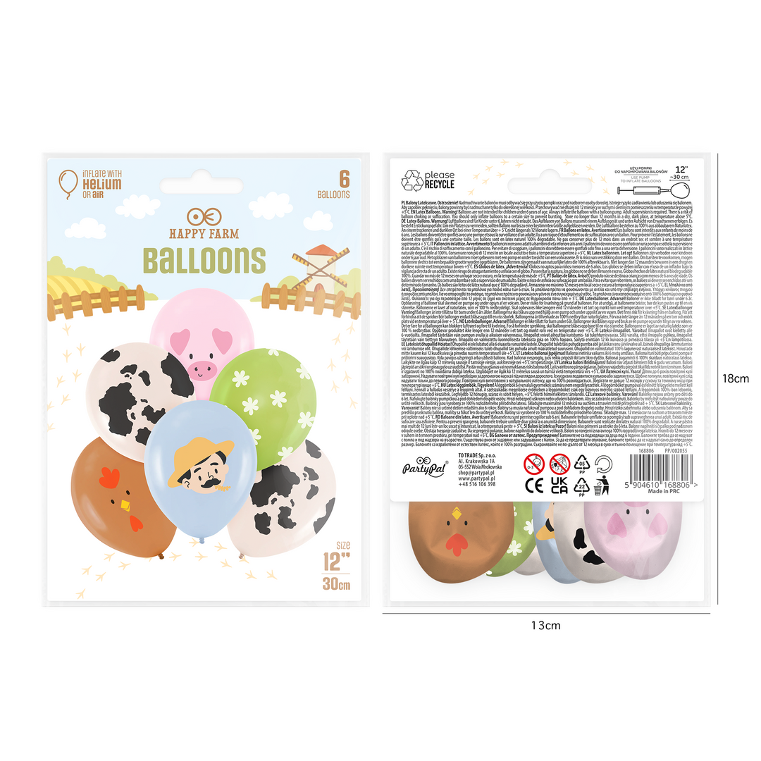 Balony Farma 12 cali 6 szt. zestaw