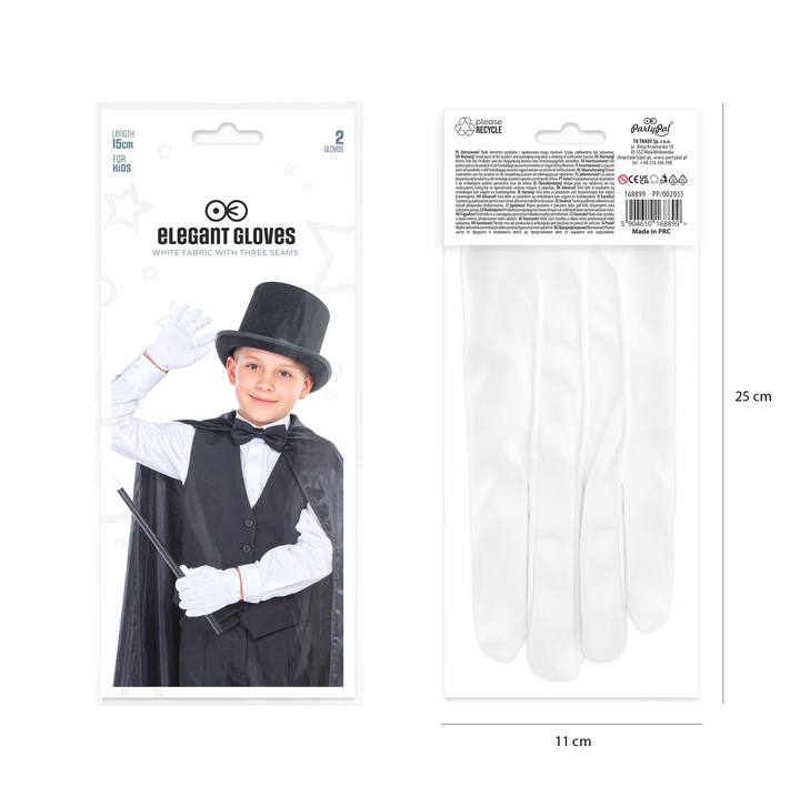 Rękawiczki dziecięce białe z przeszyciami 15 cm