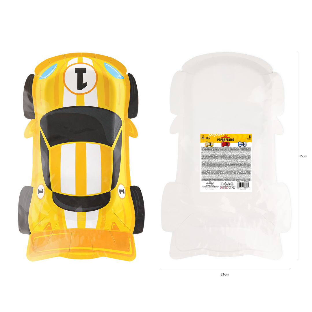 Race car paper plates, 6-piece set