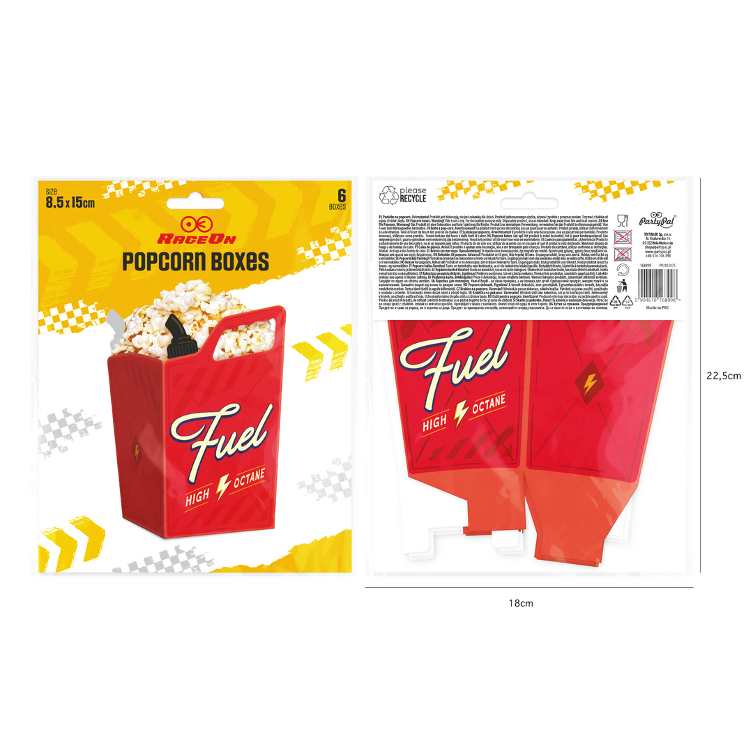 Pudełko na popcorn Wyścigówki 6szt.