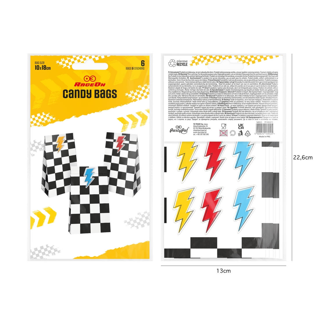 Race car candy bags 6 pcs.