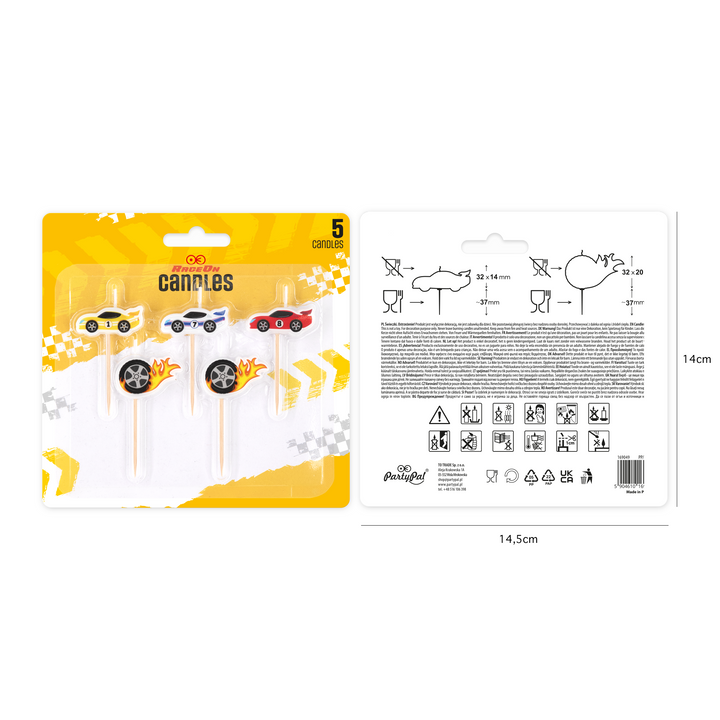 Świeczki Wyścigówki 5 szt. zestaw