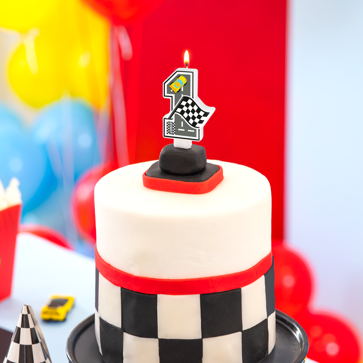 Świeczka na tort Wyścigówki cyfra 1