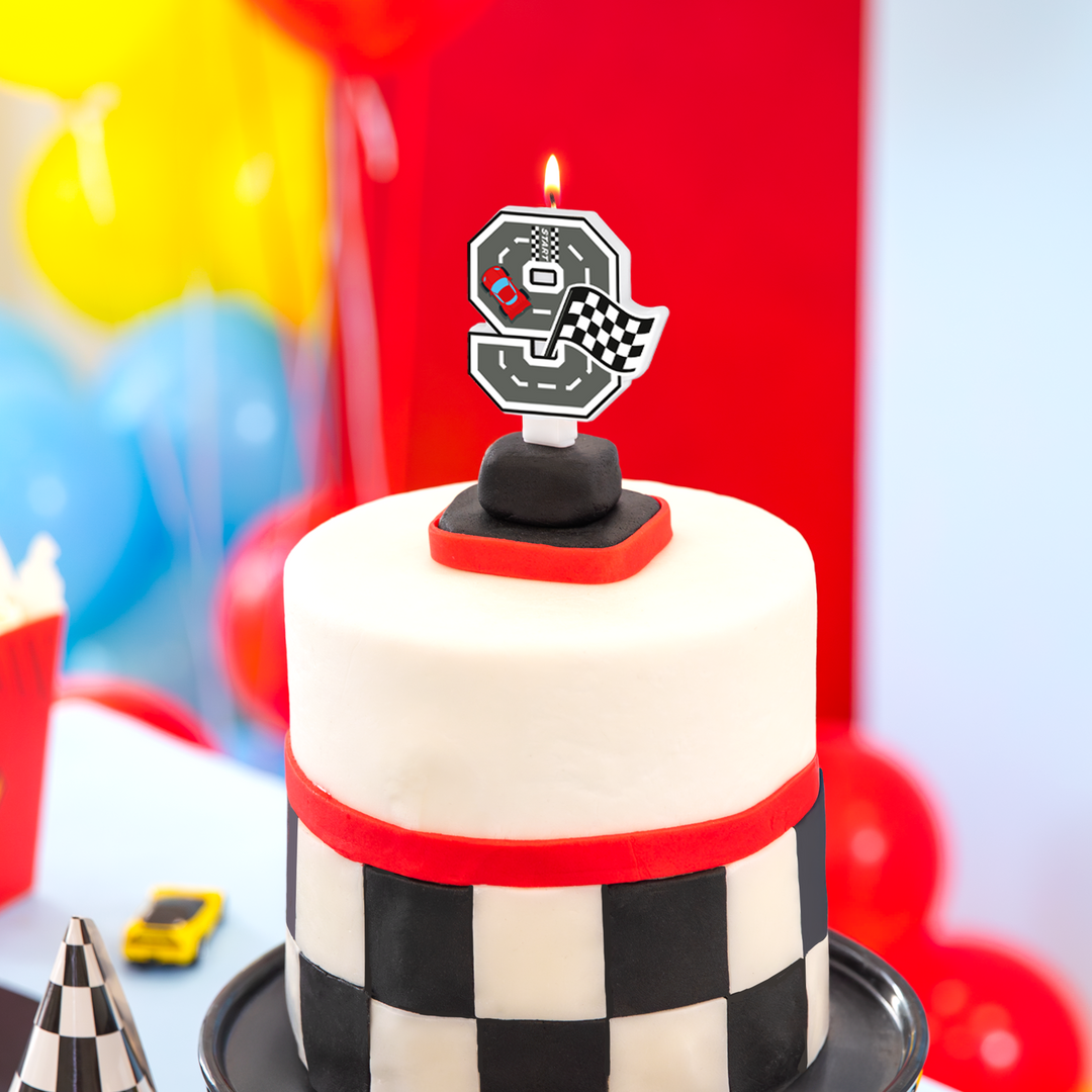 Świeczka na tort Wyścigówki cyfra 9