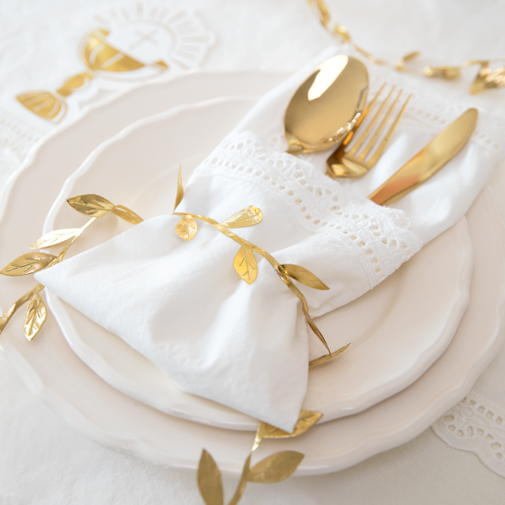 Ribbon garland golden leaves 300cm