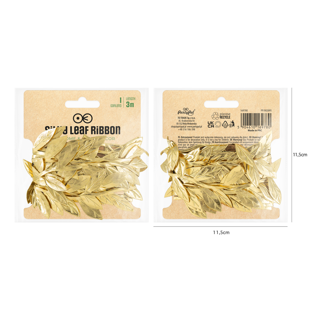 Ribbon garland golden leaves 300cm