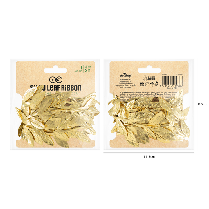 Ribbon garland golden leaves 300cm