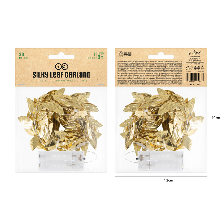 LED garland golden leaves 300cm