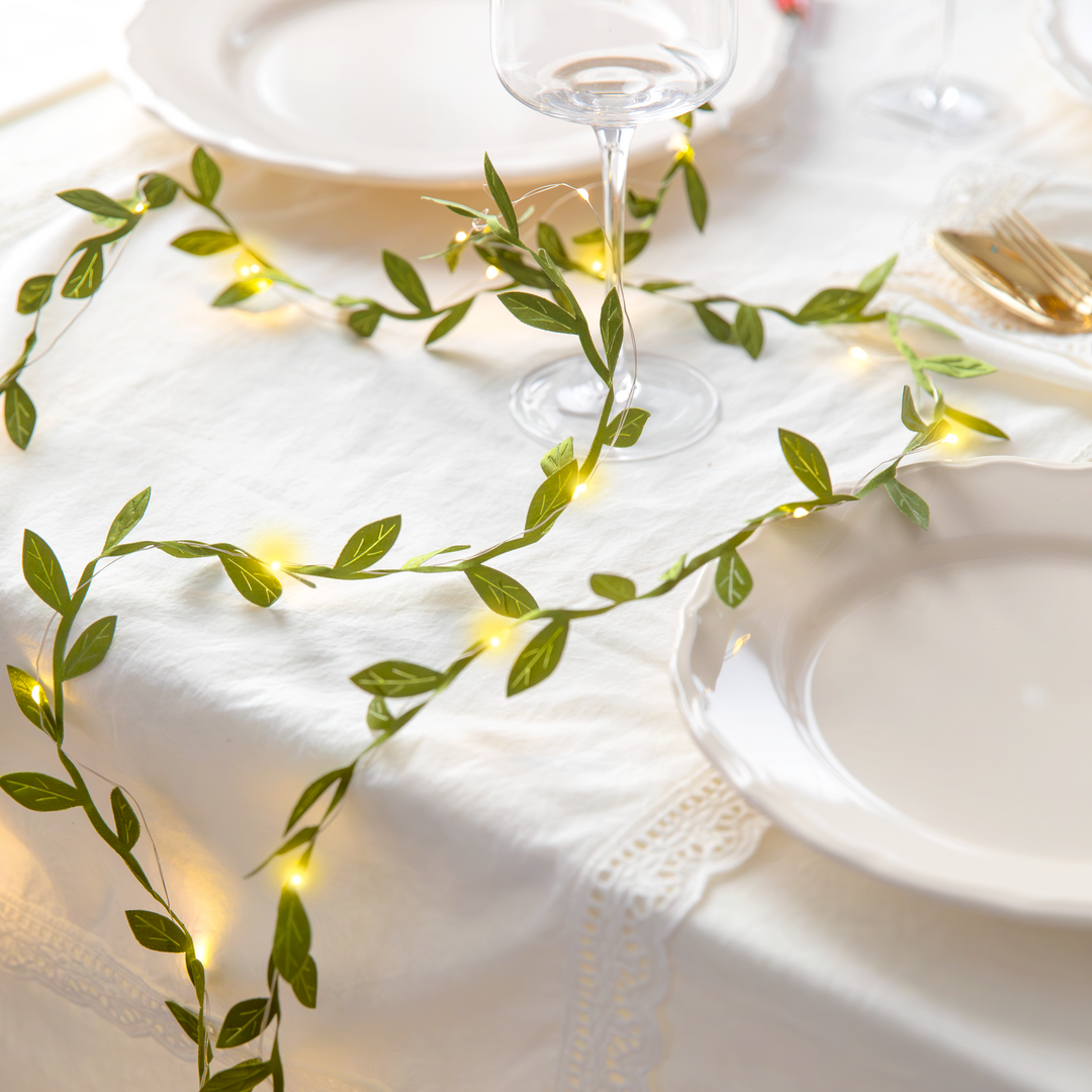 LED garland green leaves 300cm
