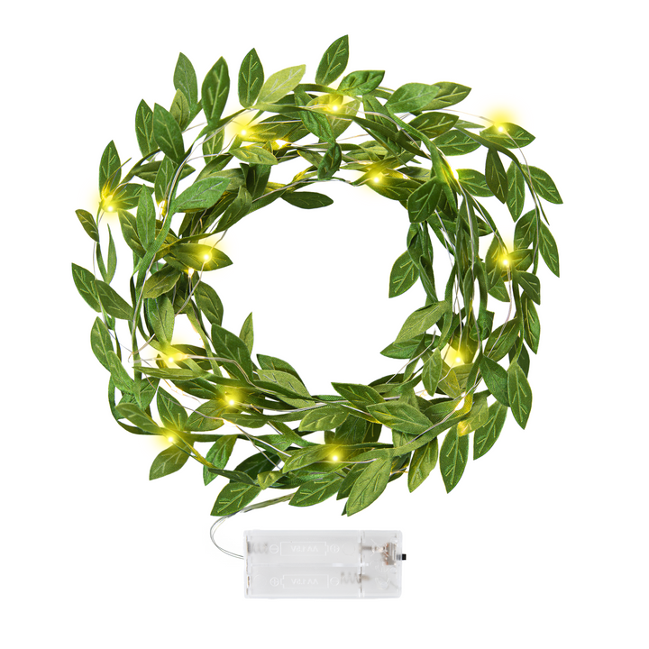 LED garland green leaves 300cm