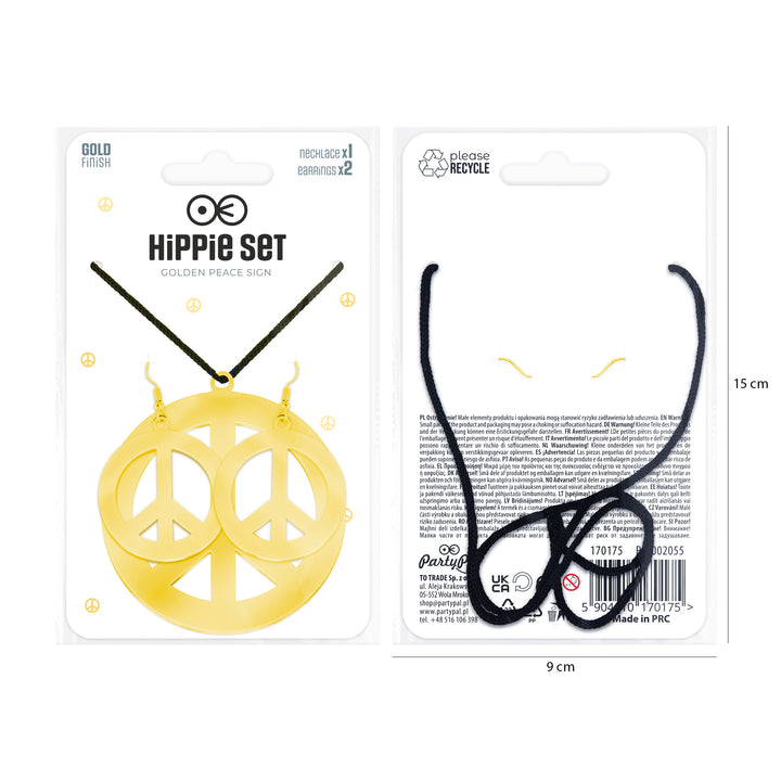 Kolczyki i naszyjnik z pacyfką złoty zestaw