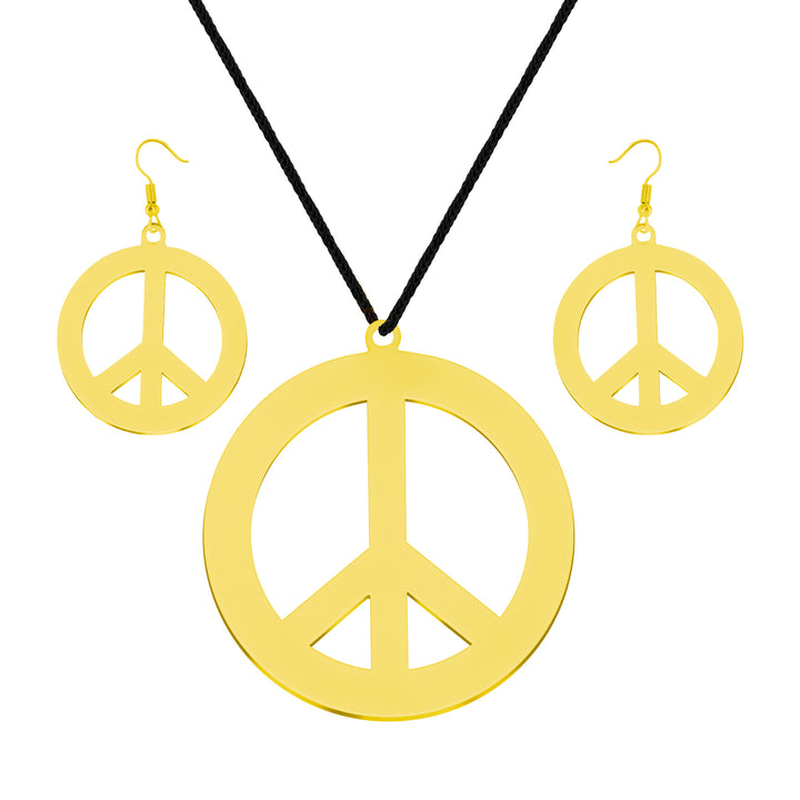 Kolczyki i naszyjnik z pacyfką złoty zestaw