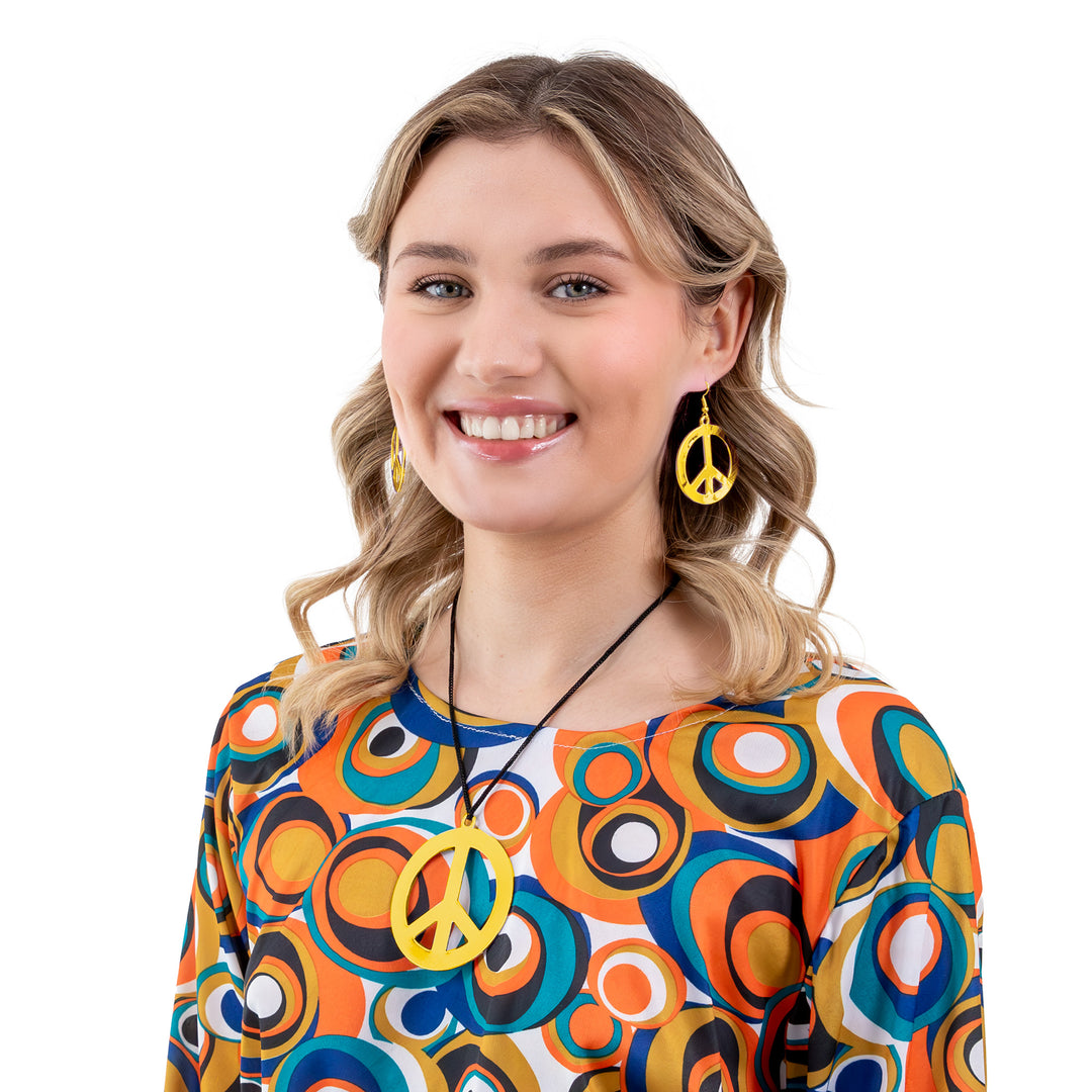 Kolczyki i naszyjnik z pacyfką złoty zestaw