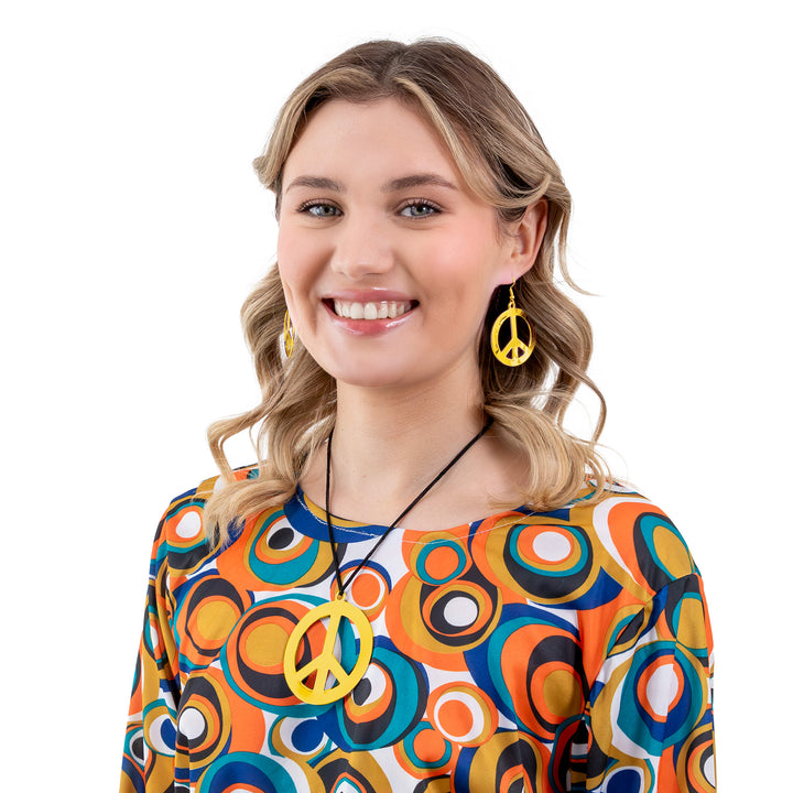 Kolczyki i naszyjnik z pacyfką złoty zestaw