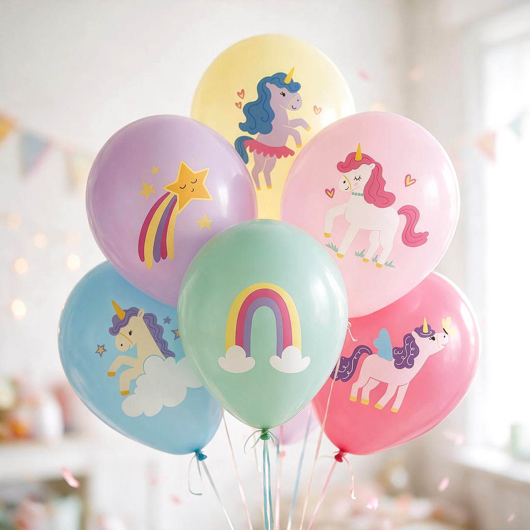 Ballons licornes 12 pouces, lot de 6 - coffret