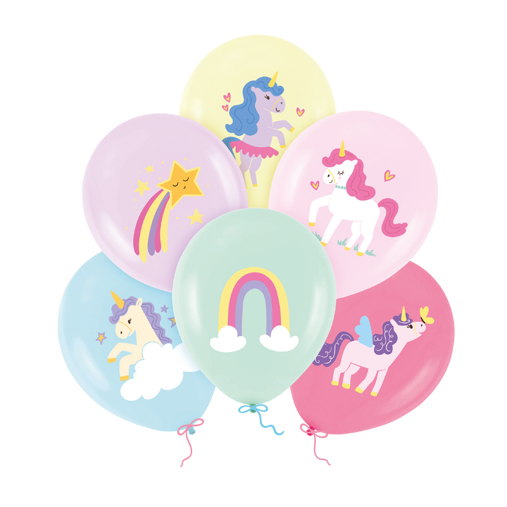 Ballons licornes 12 pouces, lot de 6 - coffret