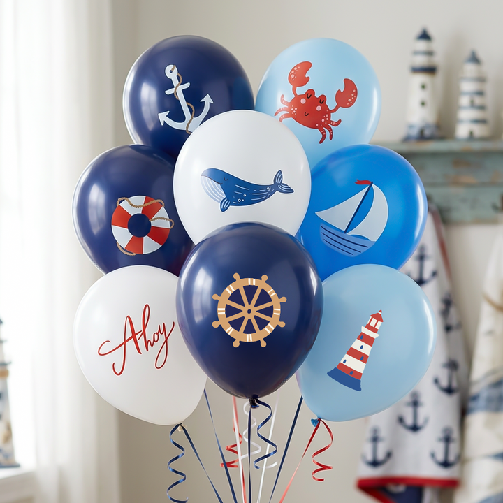 Lot de 8 ballons « Aventure en mer » de 12 pouces