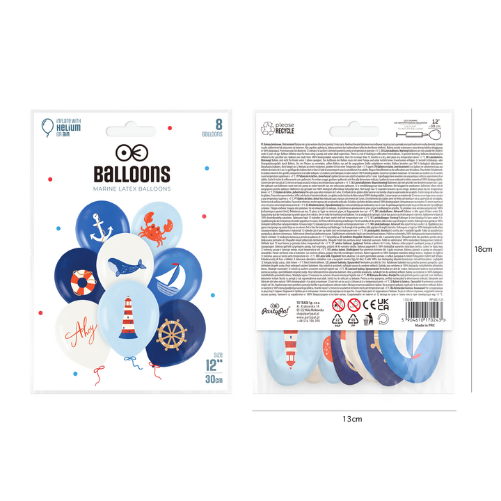 Lot de 8 ballons « Aventure en mer » de 12 pouces