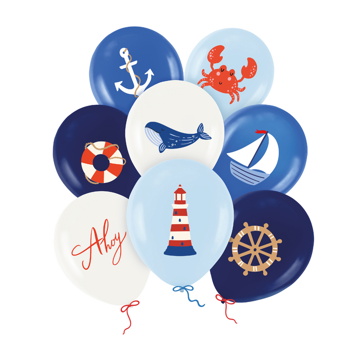 Lot de 8 ballons « Aventure en mer » de 12 pouces