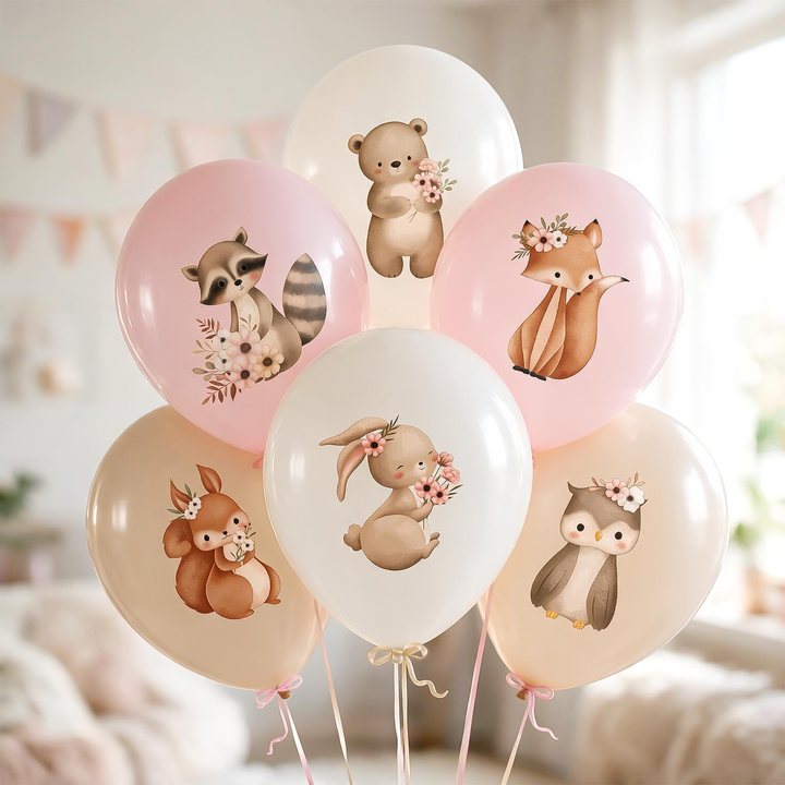 Ballons « Adorables petits animaux » aux couleurs pastel, 12 pouces, lot de 6