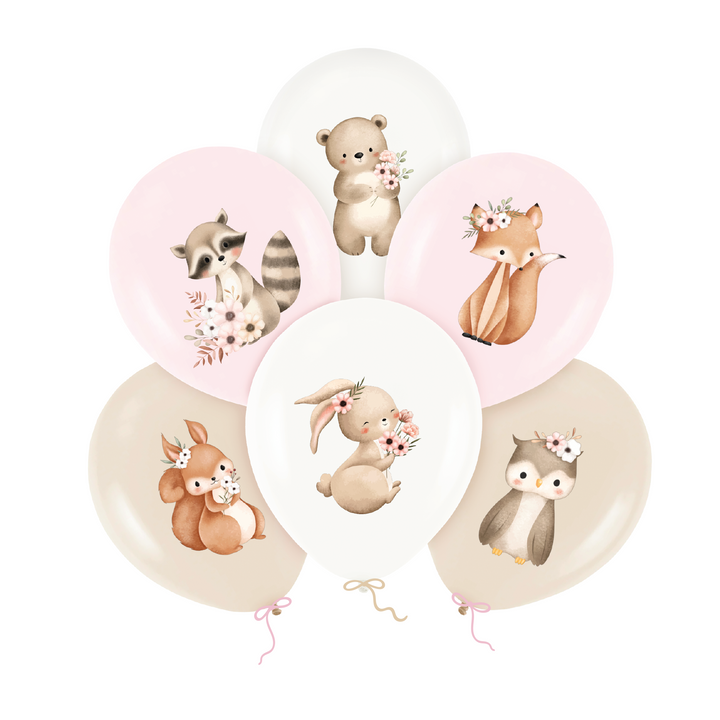 Ballons « Adorables petits animaux » aux couleurs pastel, 12 pouces, lot de 6
