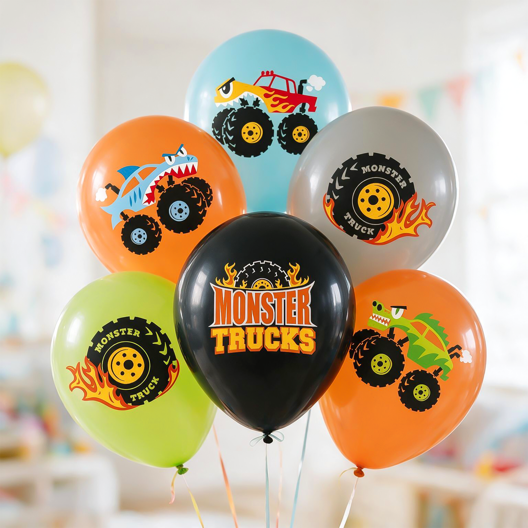 Lot de 6 ballons Monster Trucks de 12 pouces