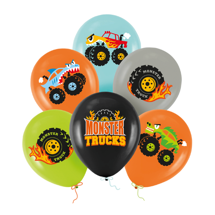 Lot de 6 ballons Monster Trucks de 12 pouces