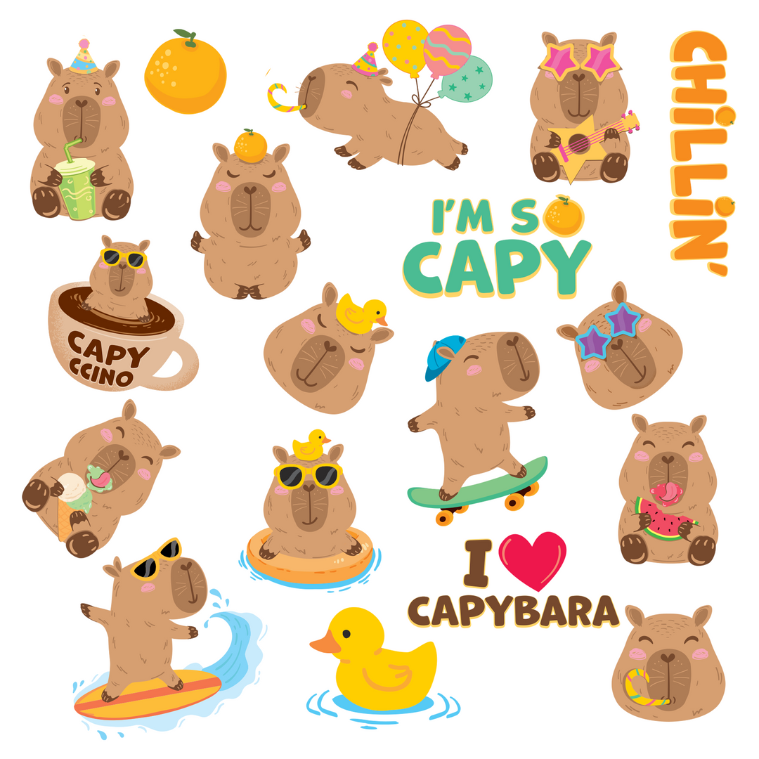 Tatuaże zmywalne Capybara 18 szt. zestaw