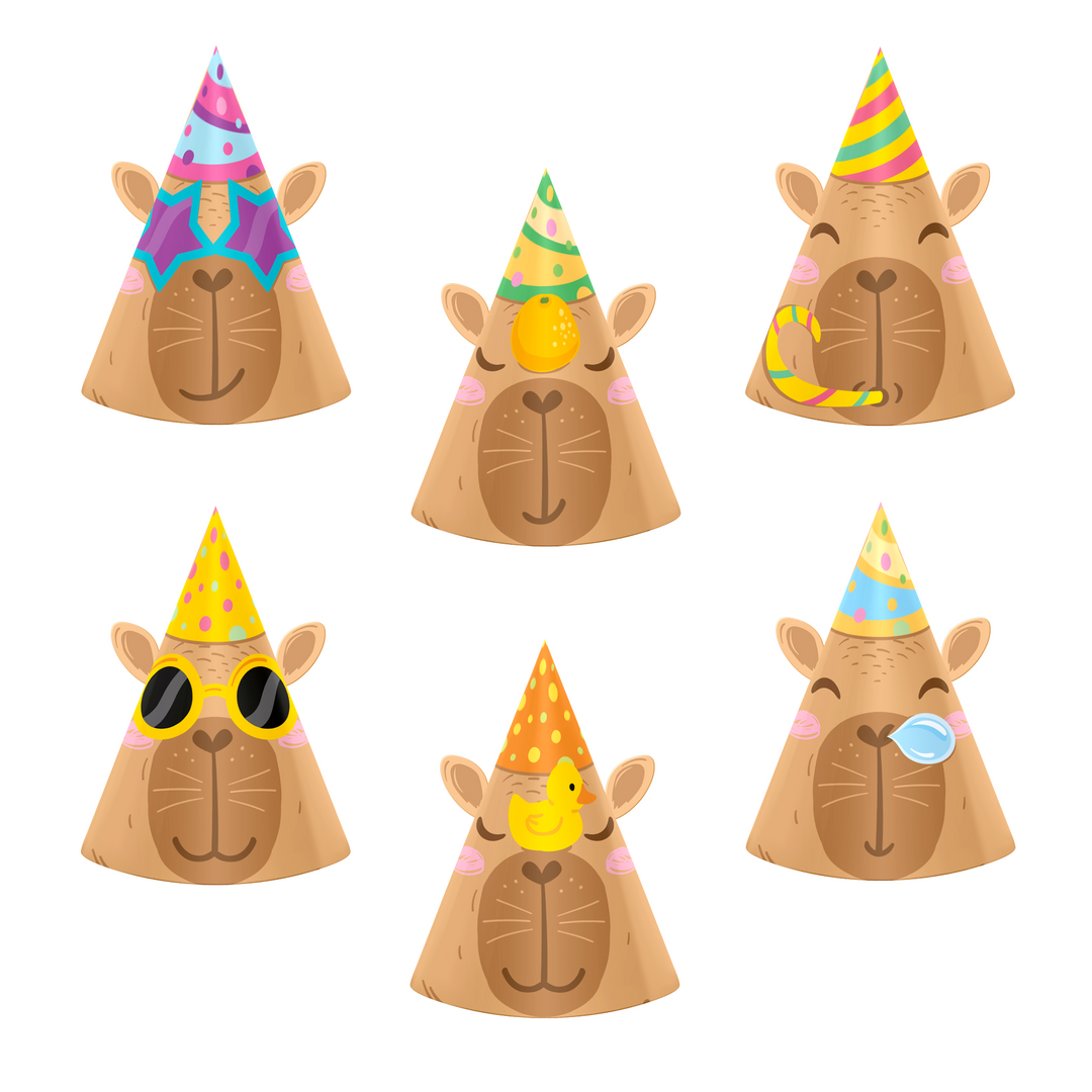Czapeczki urodzinowe Capybara 6 szt. zestaw