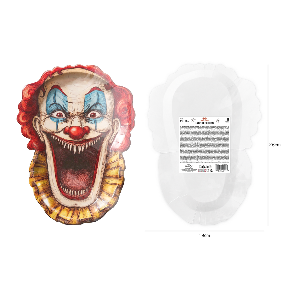 Assiettes en papier « Halloween Freak Show », lot de 6