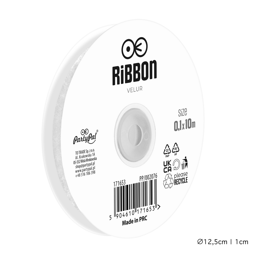 Nastro di velluto bianco 0,1 x 10 m