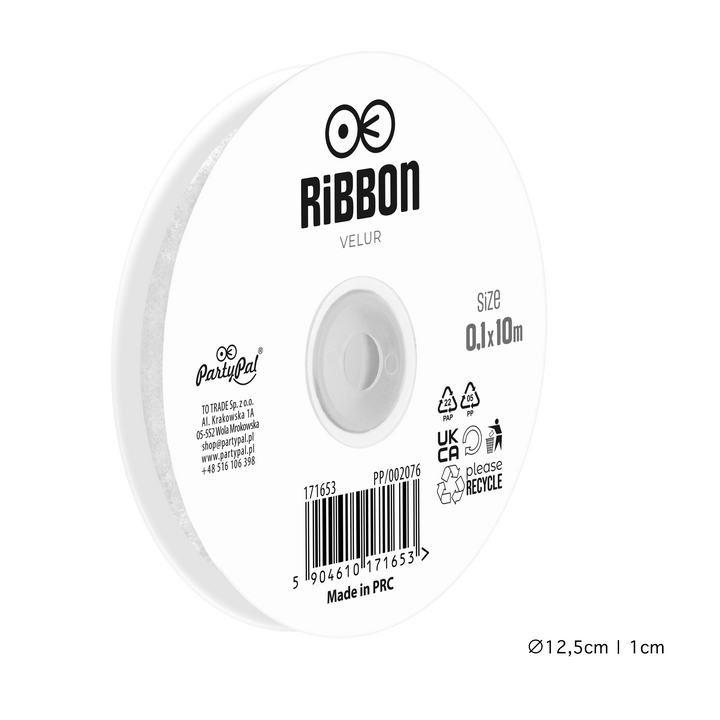 Nastro di velluto bianco 0,1 x 10 m