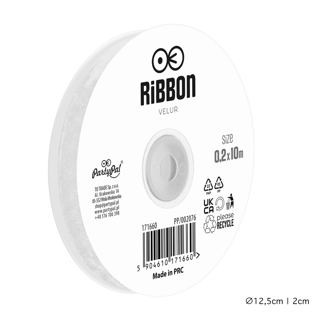 Nastro in velluto bianco 0,2x10 m