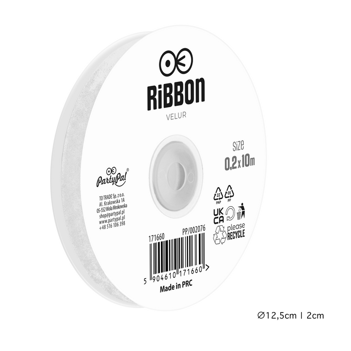 Nastro in velluto bianco 0,2x10 m