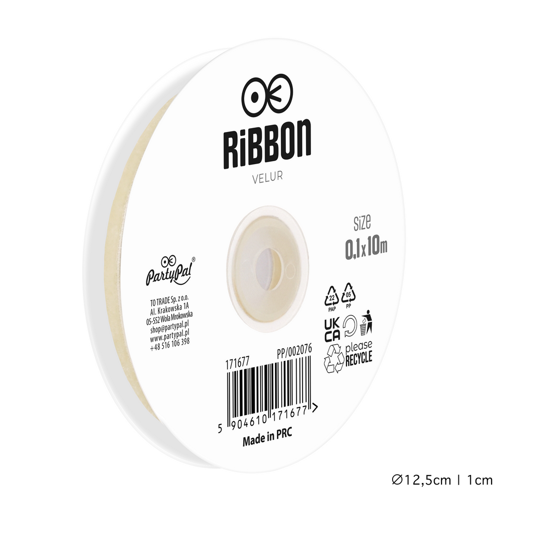 Nastro in velluto ecru 0,1x10 m