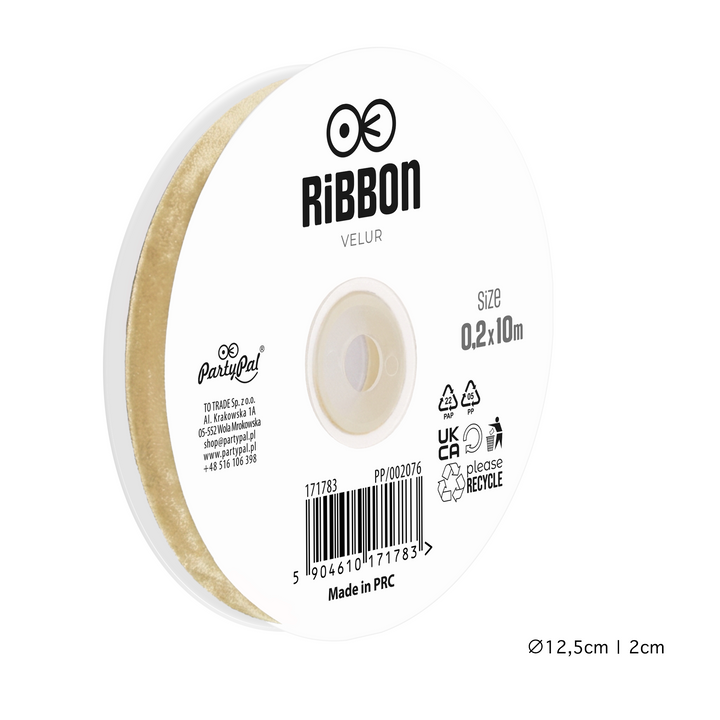 Nastro in velluto beige 0,2x10 m