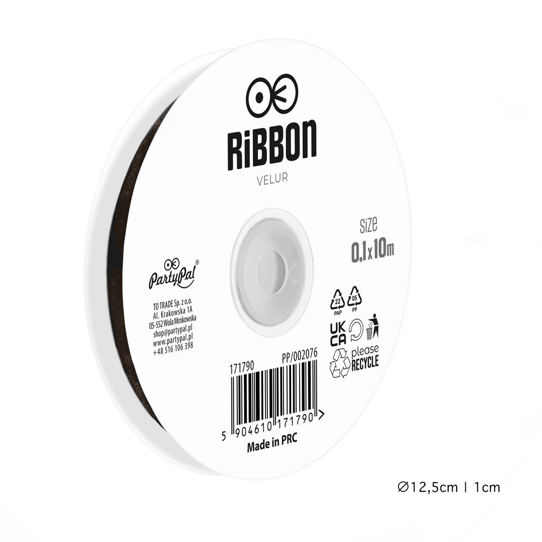 Nastro in velluto nero 0,1x10 m
