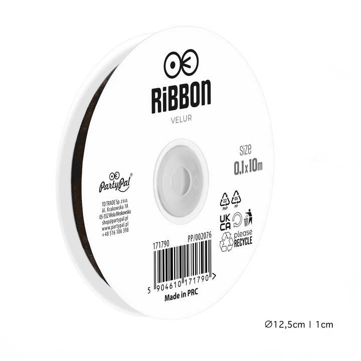 Nastro in velluto nero 0,1x10 m