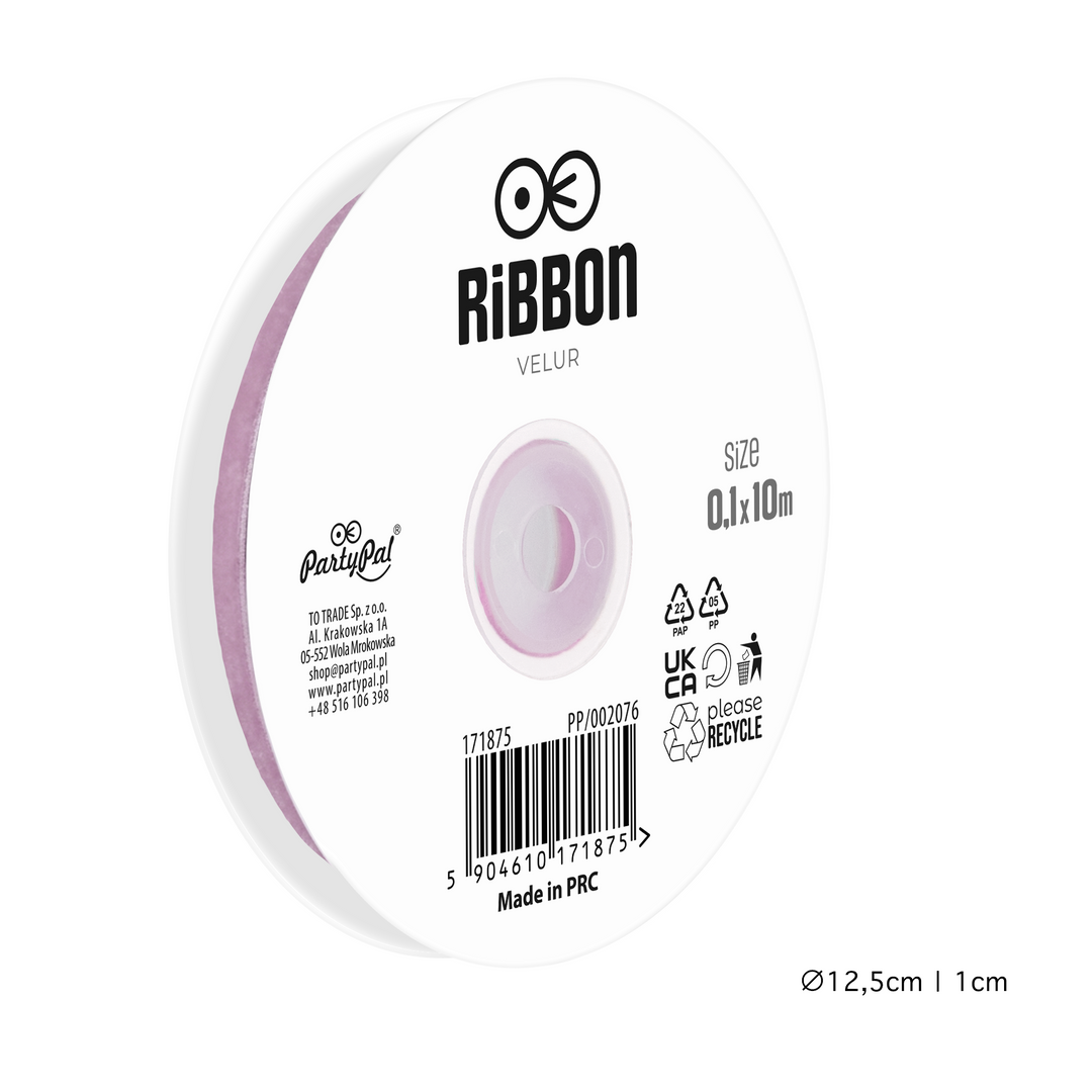 Nastro in velluto viola chiaro 0,1x10 m