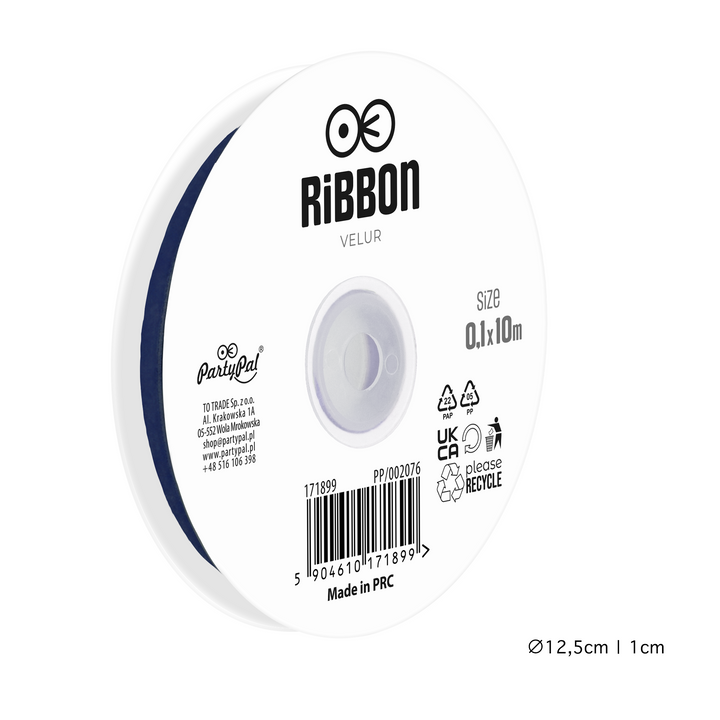 Nastro in velluto blu scuro 0,1x10 m