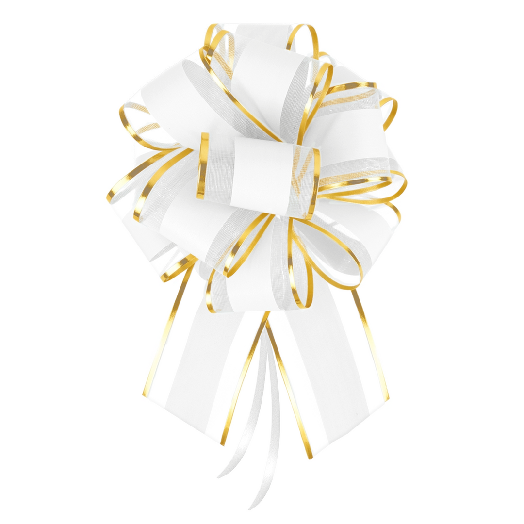 White and Gold Gift Bow, 1 piece