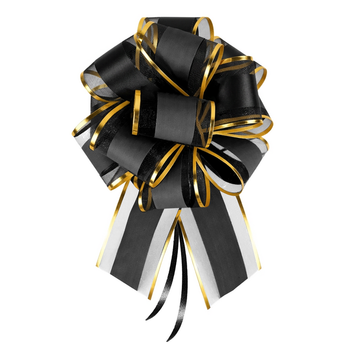 Black and Gold Gift Bow, 1 piece