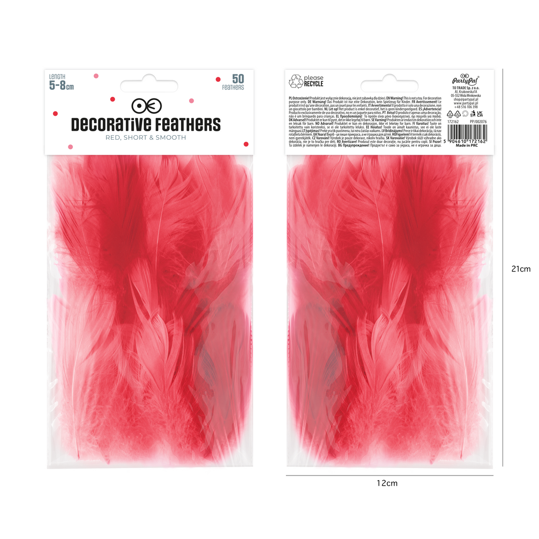Confettis en forme de petites plumes, 50 pièces - rouges