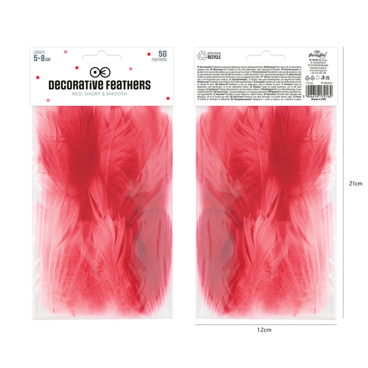Confettis en forme de petites plumes, 50 pièces - rouges