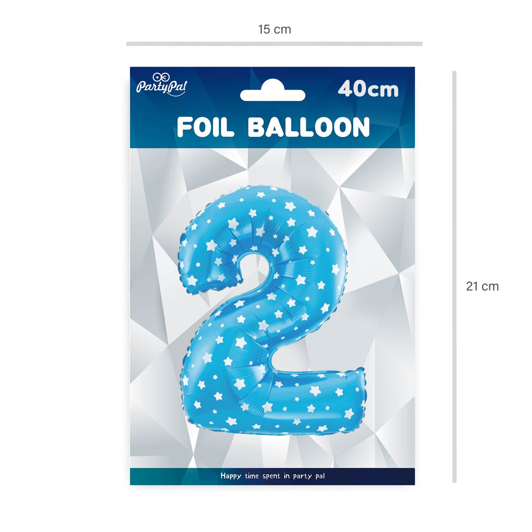 Balon foliowy  Gwiazdki cyfra 2 niebieski 40cm N