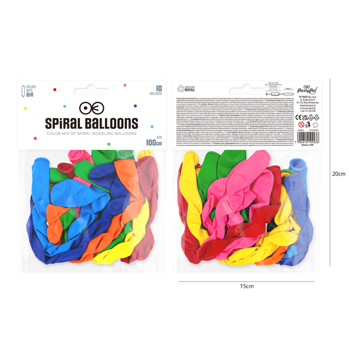 Balony do modelowania spirale mix kolor 10szt.