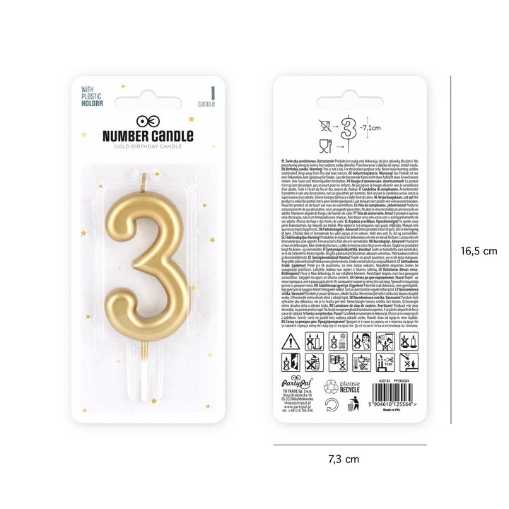 Candle number 3 gold