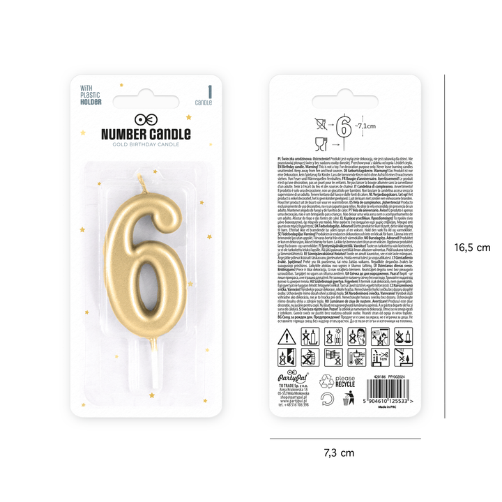 Candle number 6 gold