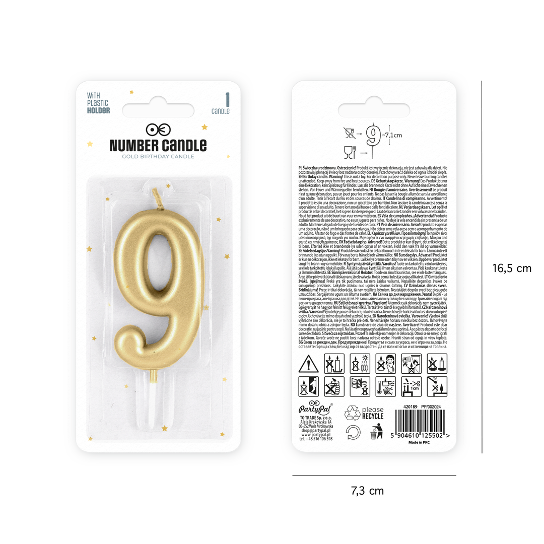 Candle number 9 gold